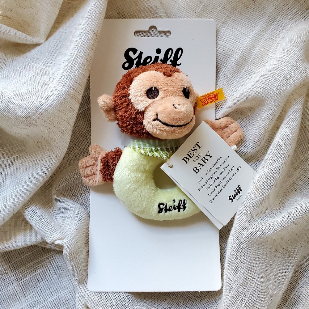 Steiff Original Jocko Monkey Grip Toy With Rattle